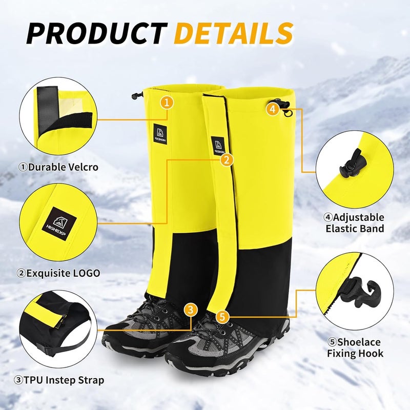 HIGH EXPERIENCE Store Leg Gaiters 100% Waterproof Adjustable Shoe Snow Boot Guard Gators for Hiking Shoe Cover Hunting Snowshoeing Climbing Walking for Women Men - Image 4